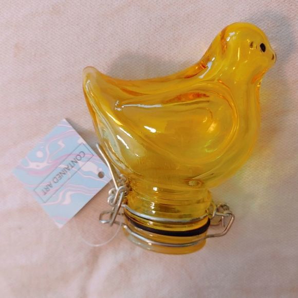 Glass Canary Yellow Bird Jar - Picture 2 of 4